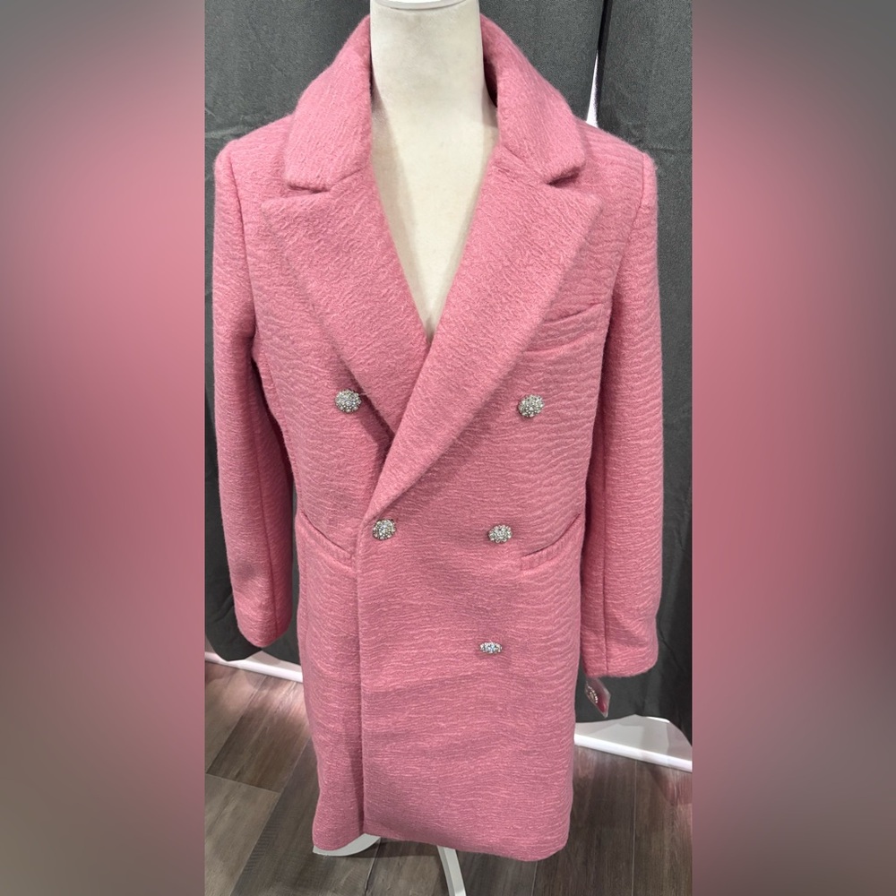 NWT M by Milly Double-breasted Boucle Coat With Rhinestone Buttons Medium - Picture 12 of 16
